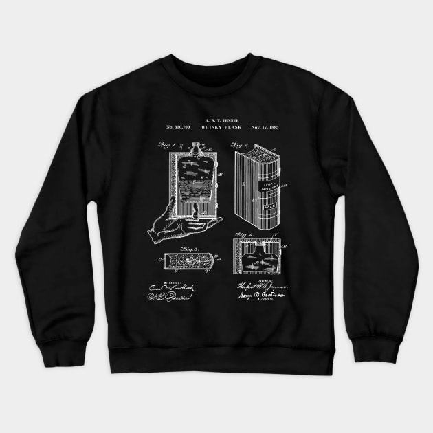 Whiskey Flask Patent Print 1885 Crewneck Sweatshirt by MadebyDesign